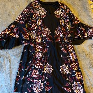 MSK Black and Floral Dress with Bell Sleeves